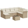 Image de vidaXL Ensemble de jardin canapé 8 pièces avec coussins Beige Poly Rattan