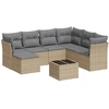 Image de vidaXL Ensemble de jardin canapé 8 pièces avec coussins Beige Poly Rattan