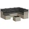 Image de vidaXL Ensemble de jardin canapé 8 pièces avec coussins gris clair Poly rotin