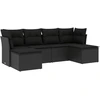 Image de vidaXL Ensemble de salon de jardin 6 pièces avec coussins noir poly rotin