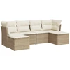Image de vidaXL Ensemble de salon de jardin 6 pièces avec coussins Beige Poly Rattan