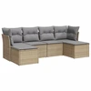 Image de vidaXL Ensemble de salon de jardin 6 pièces avec coussins Beige Poly Rattan