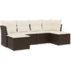 Image de vidaXL Ensemble de salon de jardin 6 pièces avec coussins Marron Poly Rattan