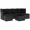 Image de vidaXL Ensemble de salon de jardin 7 pièces avec coussins noir poly rotin