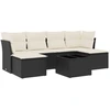 Image de vidaXL Ensemble de salon de jardin 7 pièces avec coussins noir poly rotin