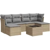 Image de vidaXL Ensemble de salon de jardin 7 pièces avec coussins Beige Poly Rattan