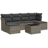 Image de vidaXL Ensemble de salon de jardin 7 pièces avec coussins Gris Poly rotin