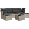 Image de vidaXL Ensemble de salon de jardin 7 pièces avec coussins gris clair Poly rotin