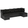 Image de vidaXL Ensemble de salon de jardin 7 pièces avec coussins noir poly rotin