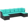 Image de vidaXL Ensemble de 7 canapés de jardin avec coussins, polyrattan noir