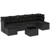 Image de vidaXL Ensemble de jardin canapé 8 pièces avec coussins noir poly rotin