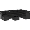 Image de vidaXL Ensemble de salon de jardin 9 pièces avec coussins noir poly rotin