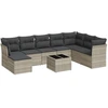 Image de vidaXL Ensemble de salon de jardin 9 pièces avec coussins gris clair Poly rotin