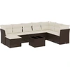 Image de vidaXL Ensemble de salon de jardin 9 pièces avec coussins Marron Poly Rattan