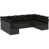 Image de vidaXL Ensemble de salon de jardin 9 pièces avec coussins noir poly rotin