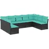 Image de vidaXL Ensemble de 9 canapés de jardin avec coussins, polyrattan noir