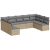 Image de vidaXL Ensemble de salon de jardin 9 pièces avec coussins beige Poly rotin