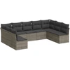 Image de vidaXL Ensemble de salon de jardin 9 pièces avec coussins Gris Poly rotin