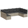 Image de vidaXL Ensemble de salon de jardin 9 pièces avec coussins gris clair Poly rotin