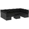 Image de vidaXL Ensemble de 10 canapés de jardin avec coussins noir poly rotin