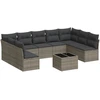 Image de vidaXL Ensemble de salon de jardin 10 pièces avec coussins Gris Poly Rattan