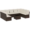 Image de vidaXL Ensemble de salon de jardin 10 pièces avec coussins Marron Poly Rattan