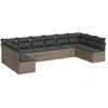 Image de vidaXL Ensemble de salon de jardin 10 pièces avec coussins Gris Poly Rattan