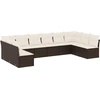Image de vidaXL Ensemble de salon de jardin 10 pièces avec coussins Marron Poly Rattan