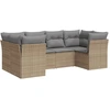 Image de vidaXL Ensemble de salon de jardin 6 pièces avec coussins Beige Poly Rattan