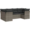 Image de vidaXL Ensemble de salon de jardin 6 pièces avec coussins Gris Poly rotin