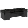 Image de vidaXL Ensemble de salon de jardin 7 pièces avec coussins noir poly rotin