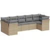 Image de vidaXL Ensemble de salon de jardin 7 pièces avec coussins Beige Poly Rattan