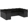 Image de vidaXL Ensemble de salon de jardin 9 pièces avec coussins noir poly rotin