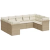 Image de vidaXL Ensemble de salon de jardin 9 pièces avec coussins beige Poly rotin