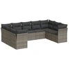 Image de vidaXL Ensemble de salon de jardin 9 pièces avec coussins Gris Poly rotin