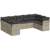 Image de vidaXL Ensemble de salon de jardin 9 pièces avec coussins gris clair Poly rotin