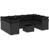 Image de vidaXL Ensemble de 10 canapés de jardin avec coussins noir poly rotin