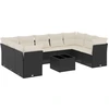 Image de vidaXL Ensemble de 10 canapés de jardin avec coussins noir poly rotin