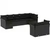 Image de vidaXL Ensemble de salon de jardin 9 pièces avec coussins noir poly rotin
