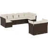 Image de vidaXL Ensemble de salon de jardin 9 pièces avec coussins Marron Poly Rattan