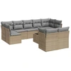 Image de vidaXL Ensemble de salon de jardin 10 pièces avec coussins Beige Poly Rattan