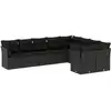 Image de vidaXL Ensemble de salon de jardin 9 pièces avec coussins noir poly rotin