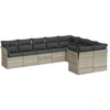 Image de vidaXL Ensemble de salon de jardin 9 pièces avec coussins gris clair Poly rotin