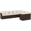 Image de vidaXL Ensemble de salon de jardin 9 pièces avec coussins Marron Poly Rattan