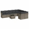 Image de vidaXL Ensemble de salon de jardin 10 pièces avec coussins Gris Poly Rattan