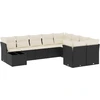 Image de vidaXL Ensemble de 10 canapés de jardin avec coussins noir poly rotin