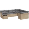 Image de vidaXL Ensemble de salon de jardin 10 pièces avec coussins Beige Poly Rattan