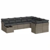 Image de vidaXL Ensemble de salon de jardin 10 pièces avec coussins Gris Poly Rattan