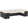 Image de vidaXL Ensemble de 10 canapés de jardin avec coussins noir poly rotin