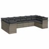 Image de vidaXL Ensemble de salon de jardin 10 pièces avec coussins Gris Poly Rattan